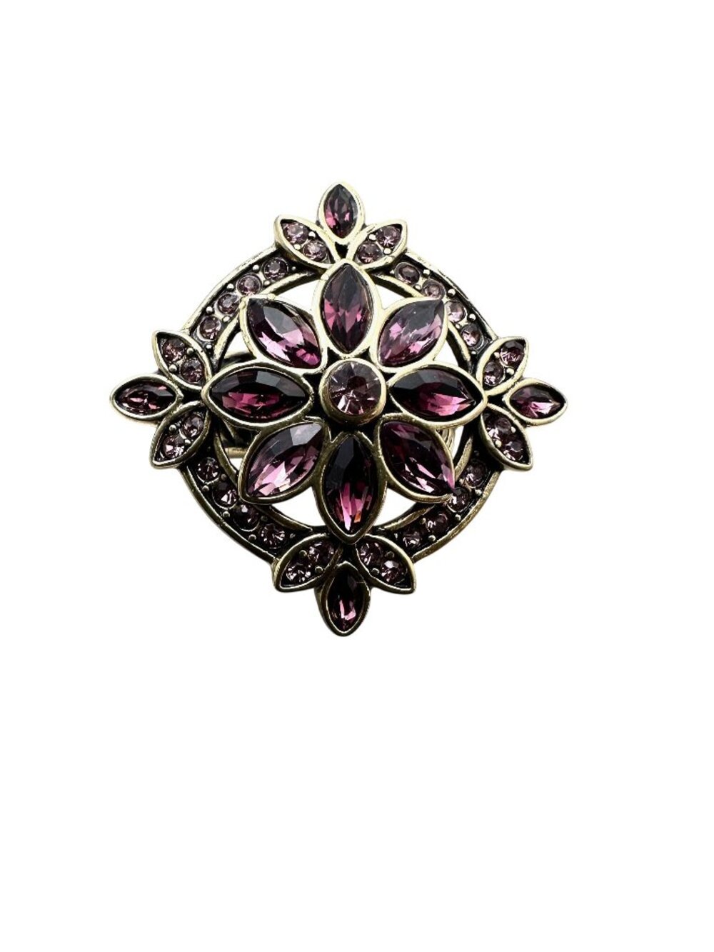 Heidi Daus Ring Purple Crystal Bronze Statement Flower Size 6